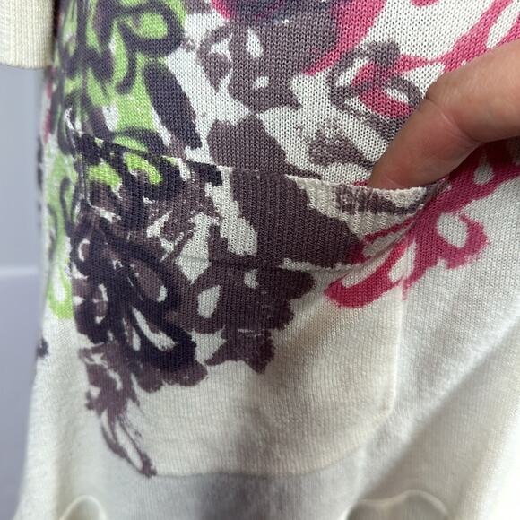 Anthropologie Tabitha Ruffle Floral Button Front Cardigan Pockets Cotton Size M - Picture 7 of 14
